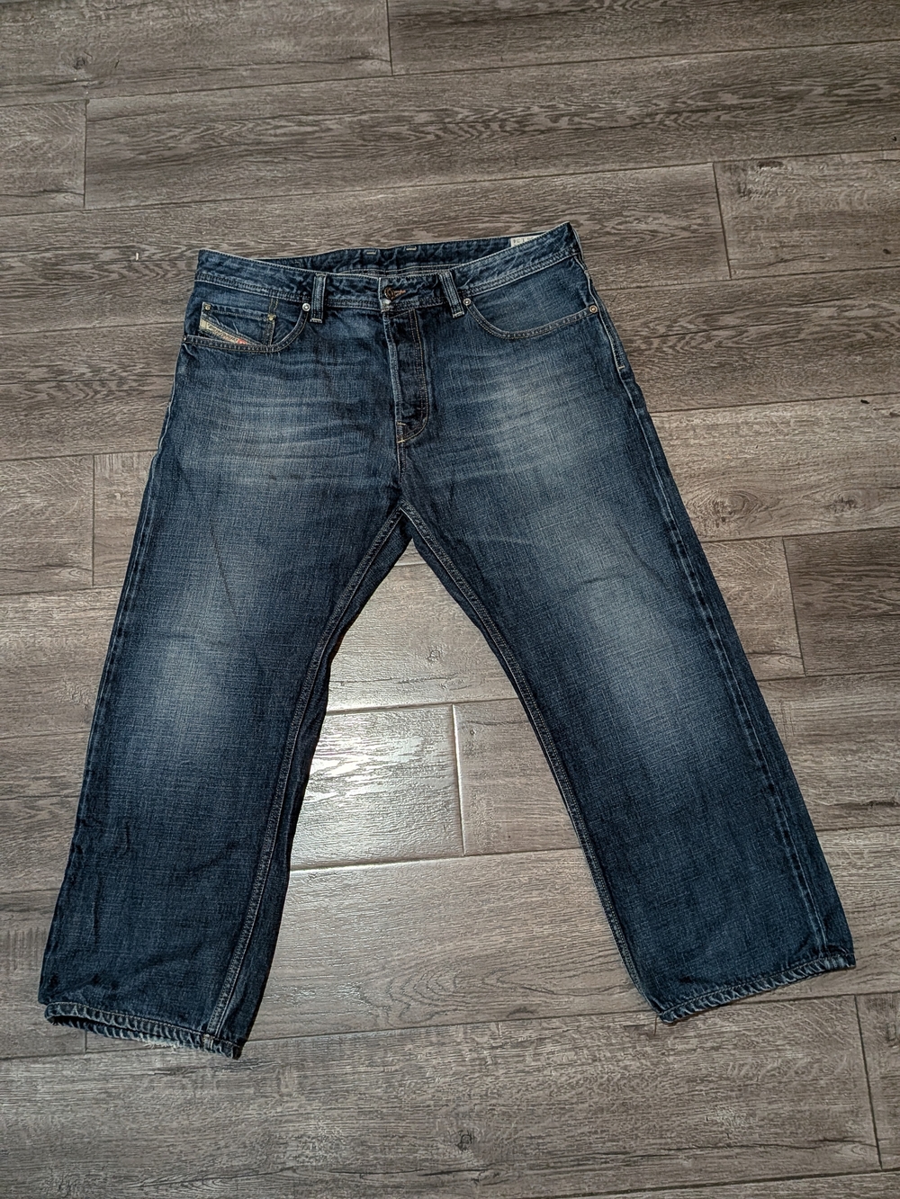 Diesel Larkee Relaxed Jeans Mens 36X28 (Tag 36x34) Wash 0074W Button Fly Blue